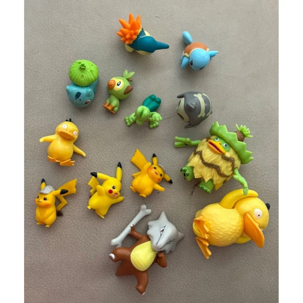 Pokemon Character Assorted Figures Mixed Lot Toy Set pikachu, psyduck, etc 13 pc